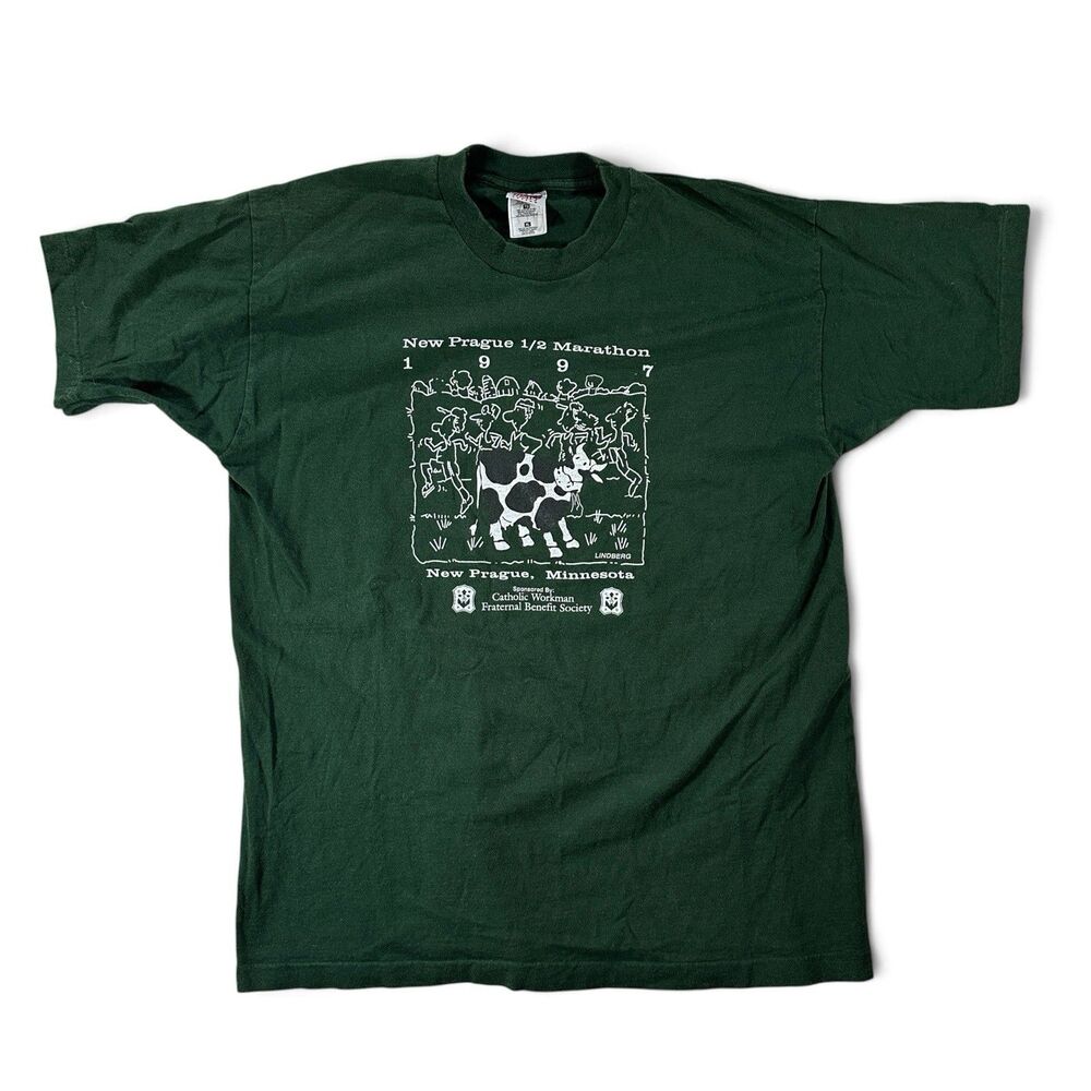 Vintage 1997 New Prague 1/2 Marathon T-Shirt XL Minnesota Cow Single-Stitch 90s